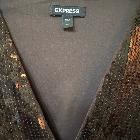 Like New Express Deep V-neck long sleeve thong bodysuit. Fits Xsmall- Small. - Picture 6 of 7